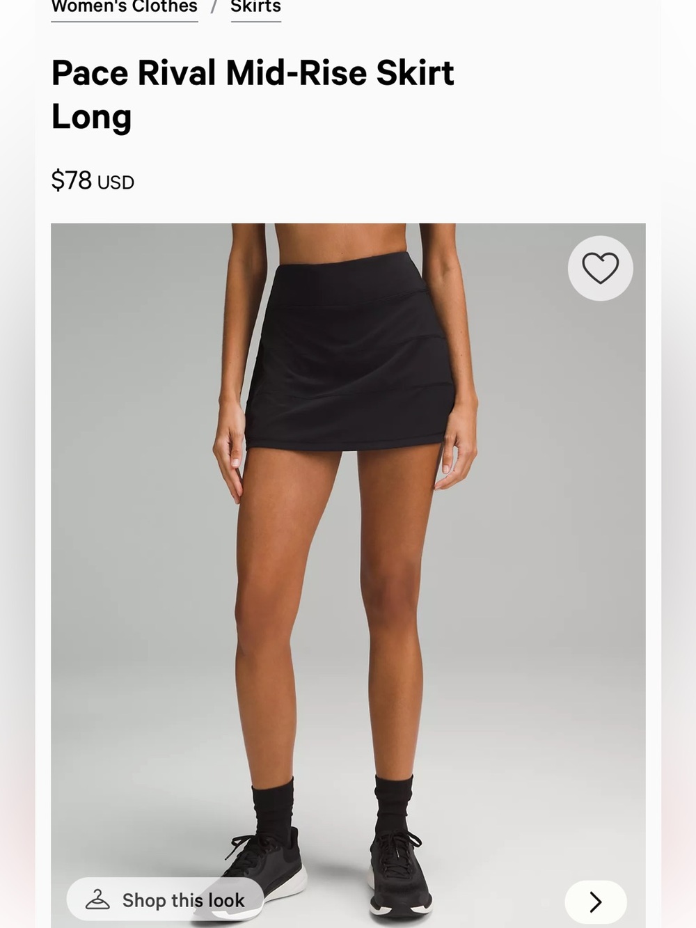 lululemon athletica Black Mini Skort